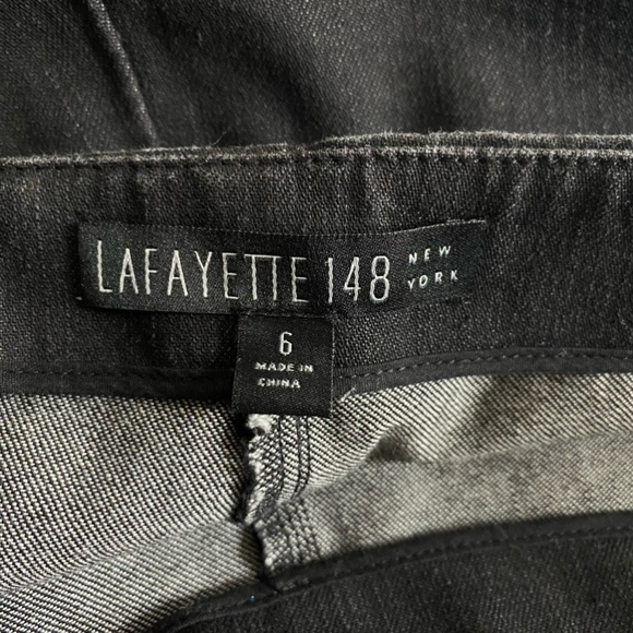 Lafayette 148 Black Cotton Ankle Zip Pants - Picture 7 of 9
